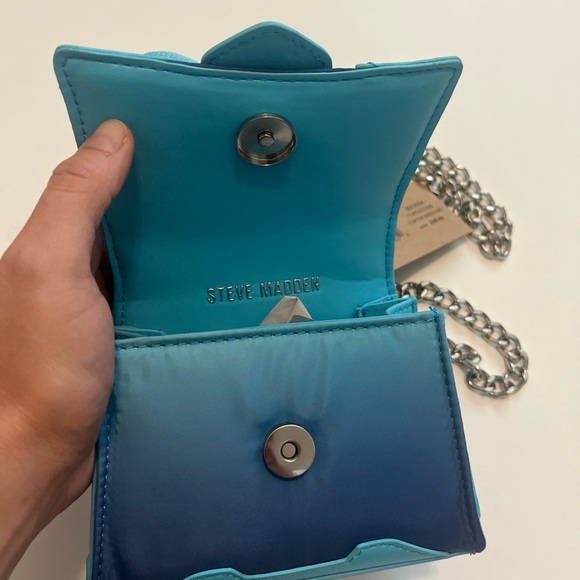 NWT STEVE MADDEN BDORAA mini FLAP TOP CROSSBODY BAG Top Handle & Chain,Turquoise - Picture 2 of 9